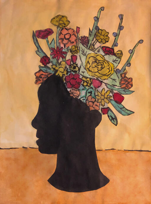 Head Vase Full of Flowers